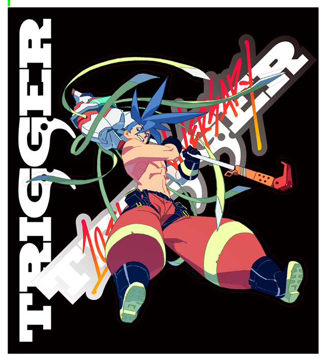 TRIGGER 10周年記念ステッカー 【プロメア】セット (1st Edition) ガロ・ティモス＆10thロゴB(ホワイト＆メタリックver)